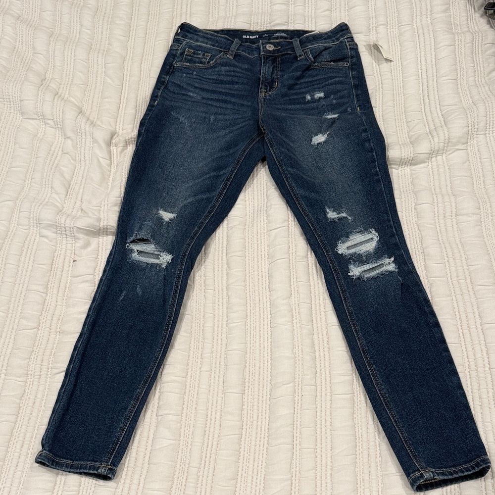 Old Navy Midnight Blue Ripped Skinny Jeans
